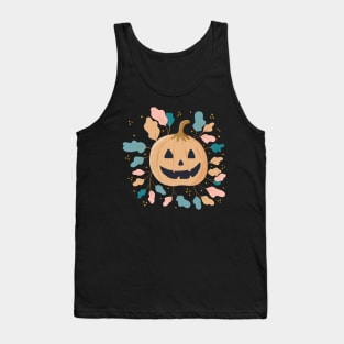 Pastel Jack-o-lantern with pastel fall leaves Tank Top